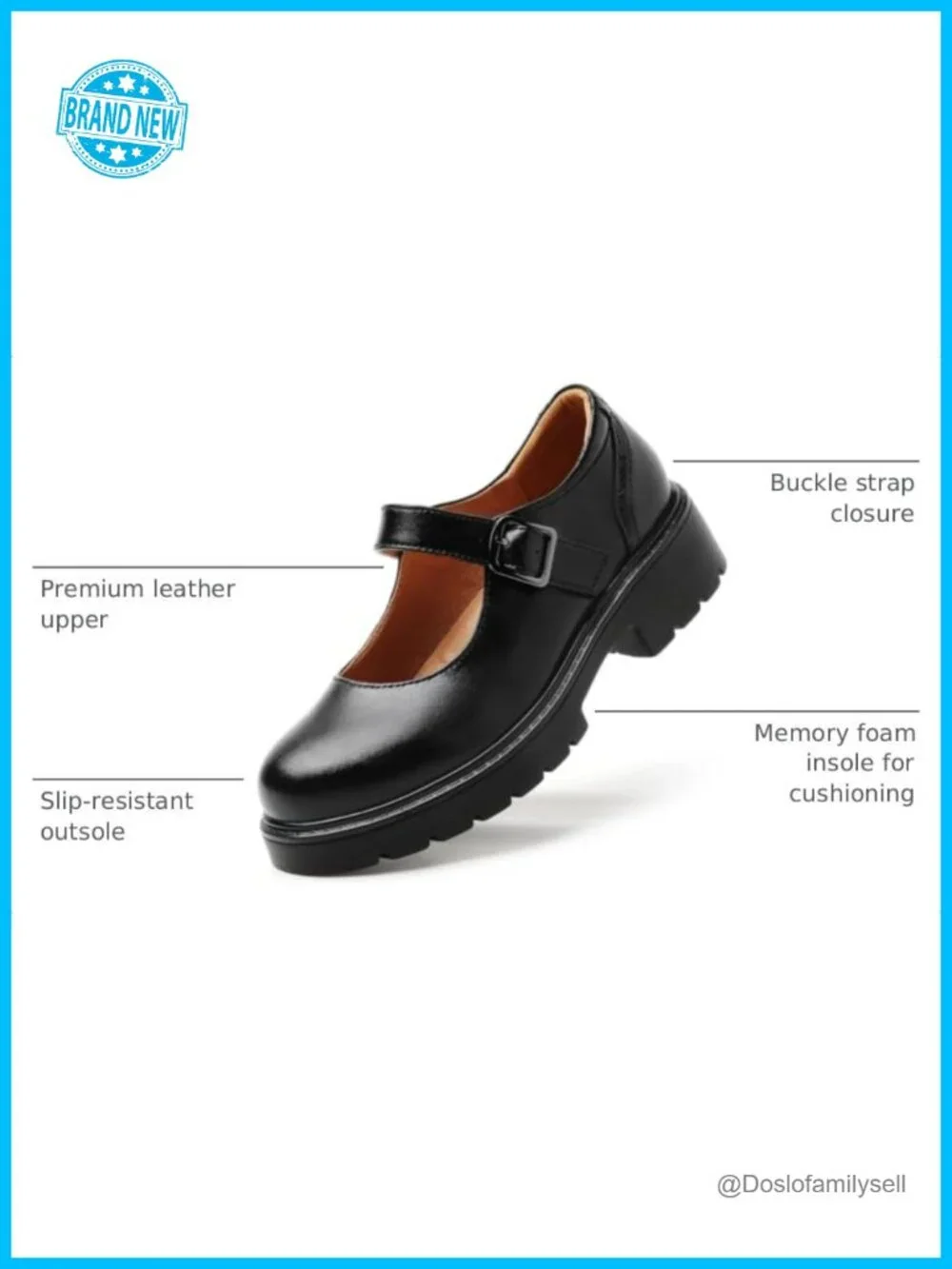 Women's Mary Jane Platform Shoes Leather Memory Foam Chunky Heel